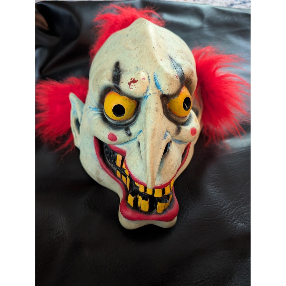 2003 Don Post Studios Evil Clown Mask Red Hair Horror Halloween Latex